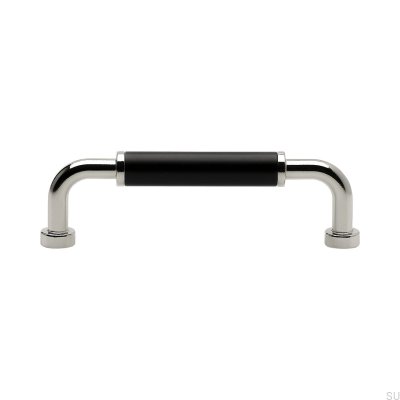 Poignée de meuble longue Brohult M 96 Nickel poli avec noir