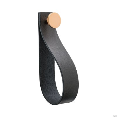 Support mural Loop Strap cuir noir avec cuivre