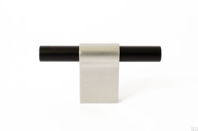 Bouton de meuble T-Bar Line Mix 60 Acier brossé et noir