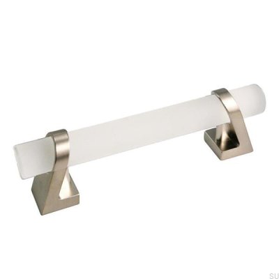 Poignée de meuble allongée Kristall 96 Cristal mat Nickel brossé