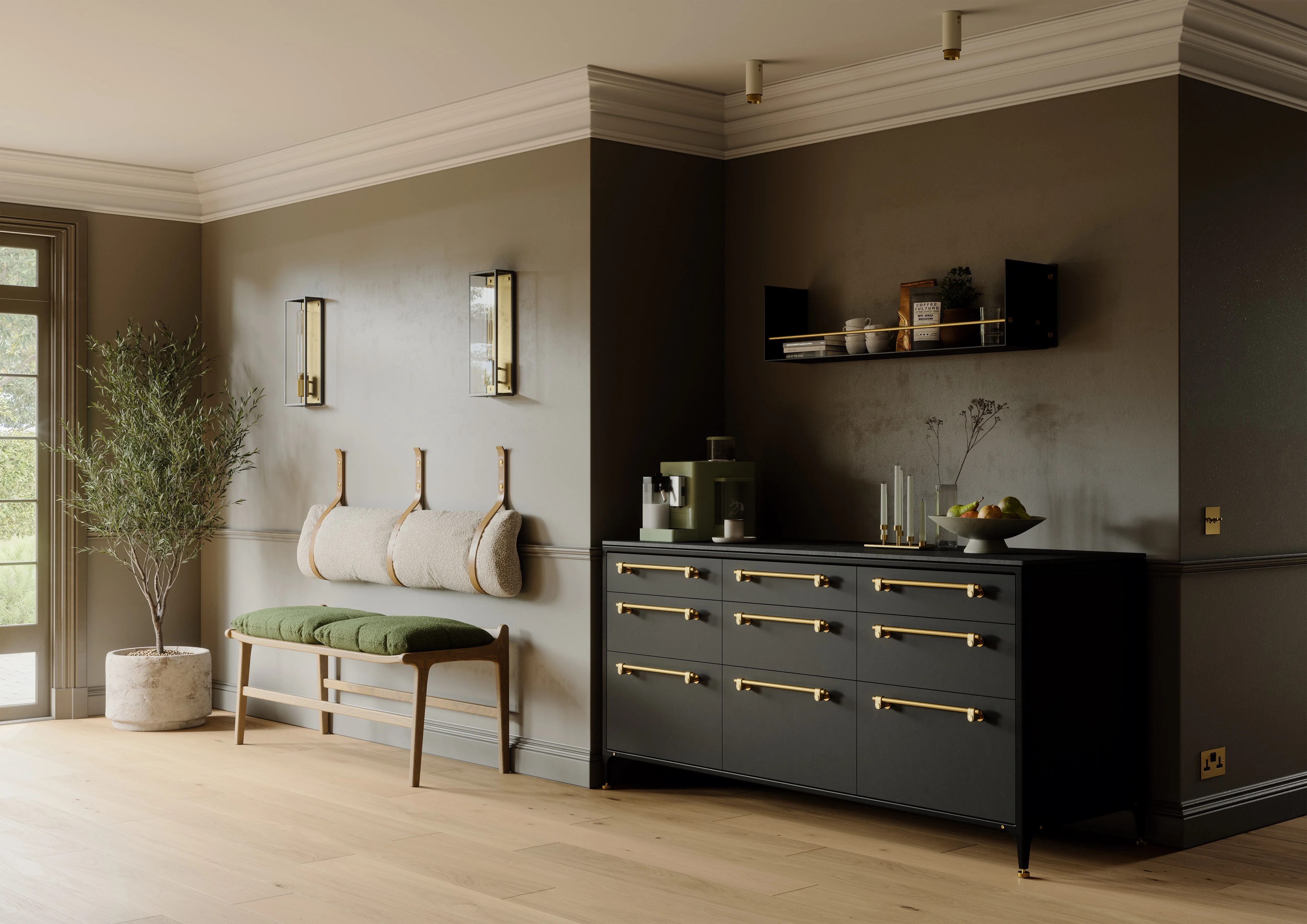 Intérieur aménagé avec poignées et accessoires Skandynawskie Uchwyty
